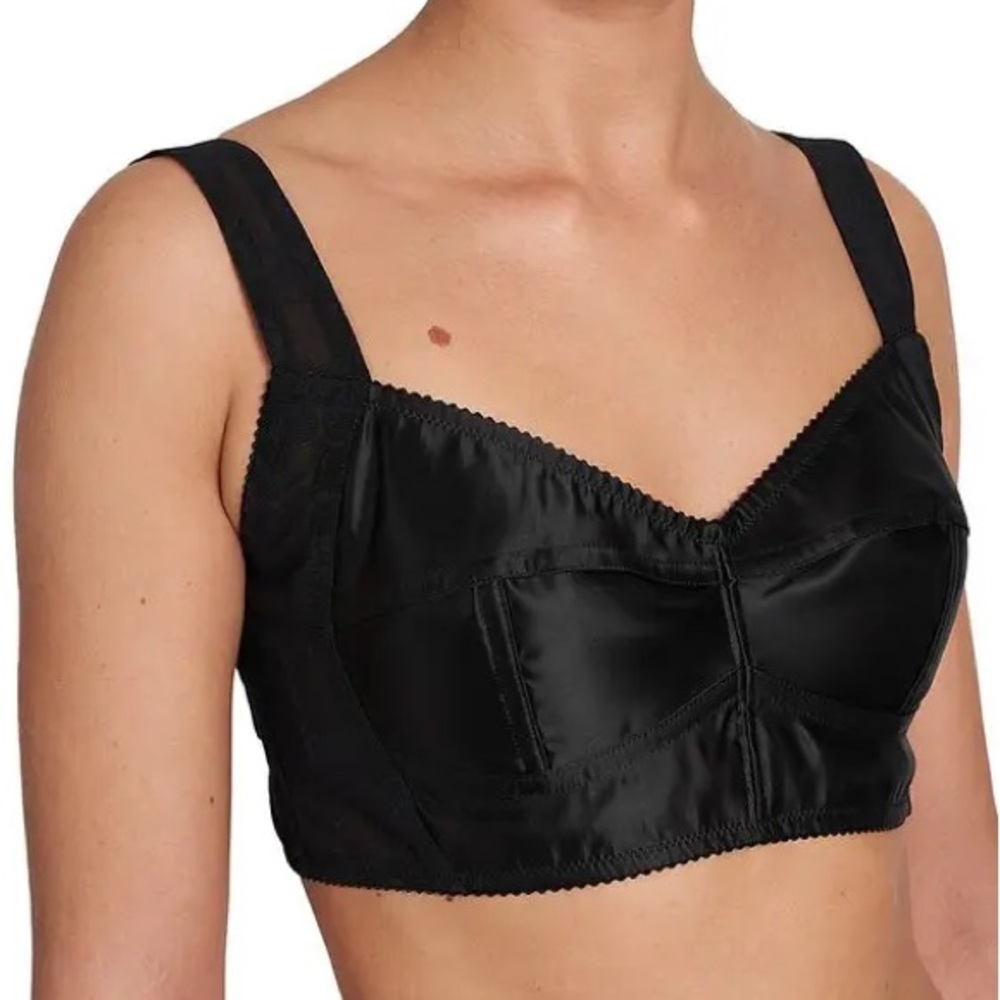 DOLCE & GABBANA 
Satin Bra Top - Black NWT IT 48